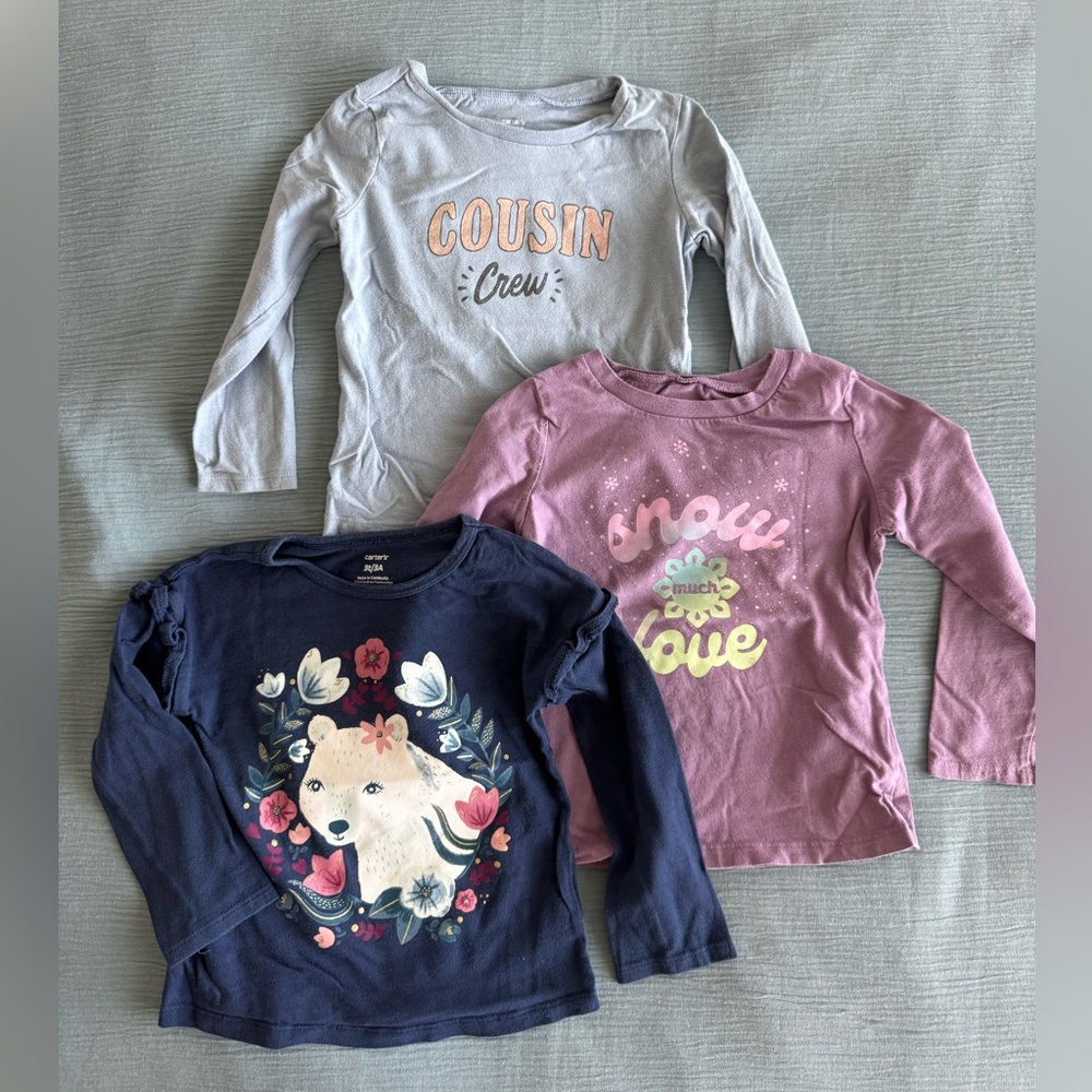 🛎️ Clearance Carter’s Girls 3 Bundle Long Sleeve Shirt Size 3T/3A
